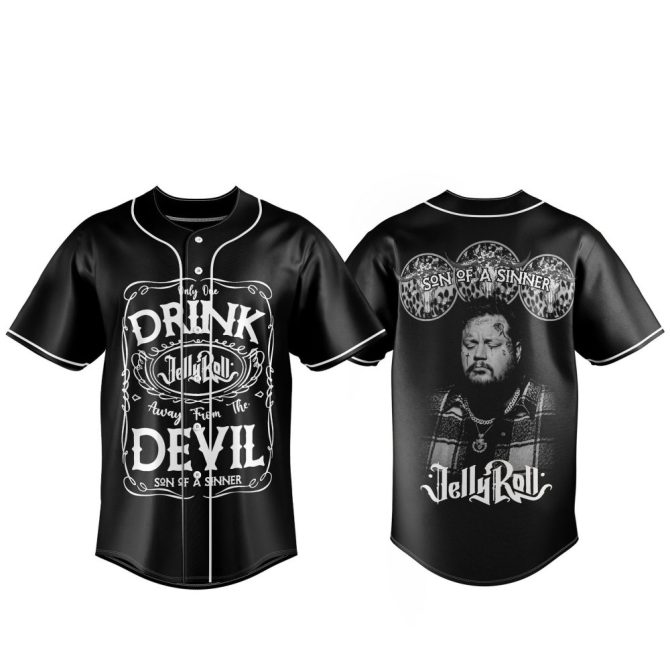 Jelly Roll 'Son Of A Sinner' Black Baseball Jersey - Bold Graphic Tee For Fans