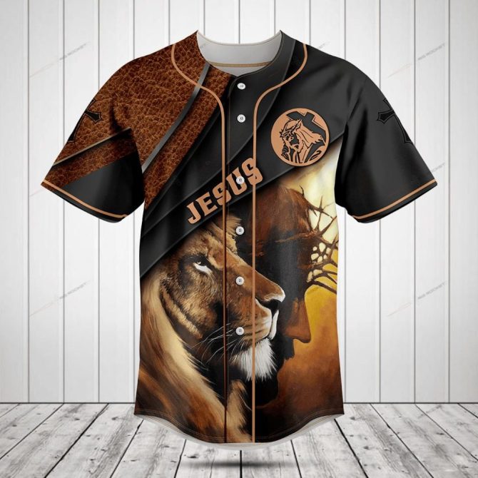 Limited Edition Lion & Jesus Graphic Baseball Jersey - Unique Faith Apparel