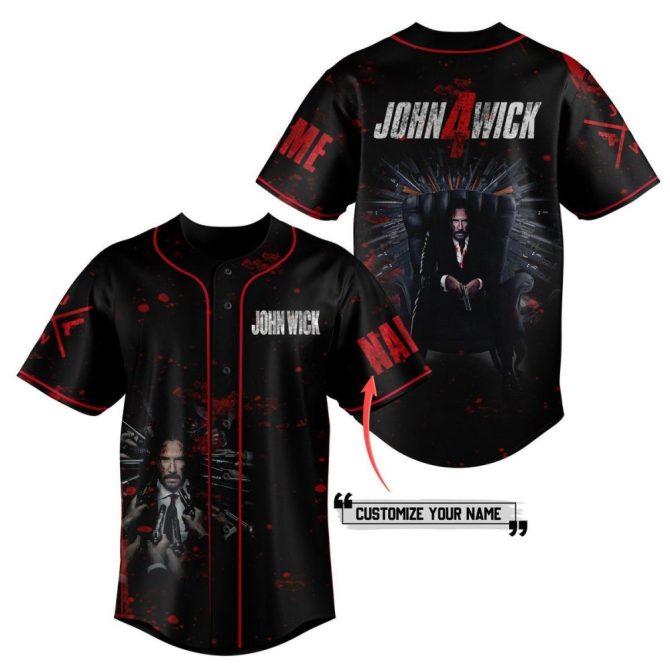 Customizable John Wick 4 Baseball Jersey – Unique Design, Perfect Gift For Fans