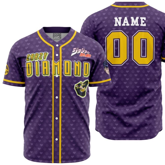 Custom Purple Crazy Diamond Baseball Jersey - Anime Fans' Must-Have Gift!