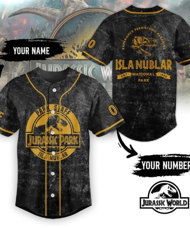 Custom Jurassic Park Baseball Jersey - Personalized Name & Number - Isla Nublar Park Staff Tee