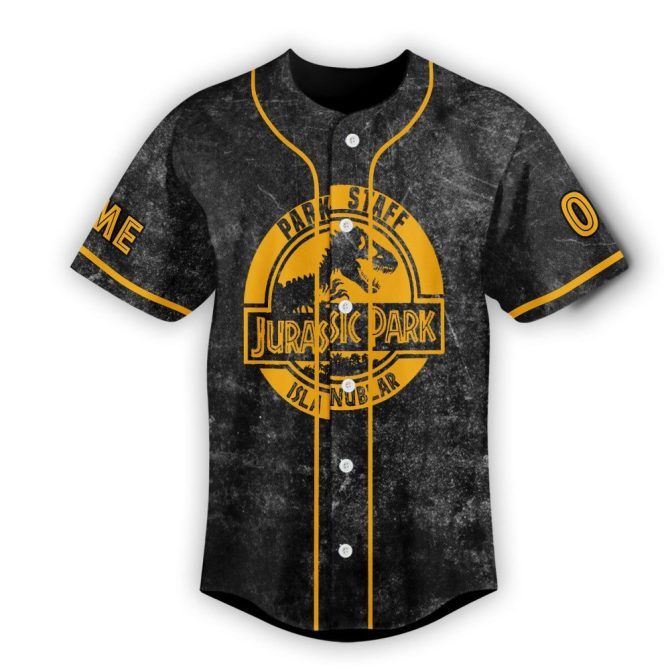 Custom Jurassic Park Baseball Jersey - Personalized Name & Number - Isla Nublar Park Staff Tee - Image 3