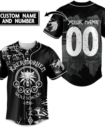 Custom Witcher Jersey - Add Your Name & Number - Kaer Morhen Wolf School Design