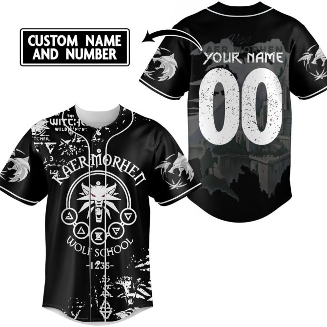 Custom Witcher Jersey - Add Your Name & Number - Kaer Morhen Wolf School Design