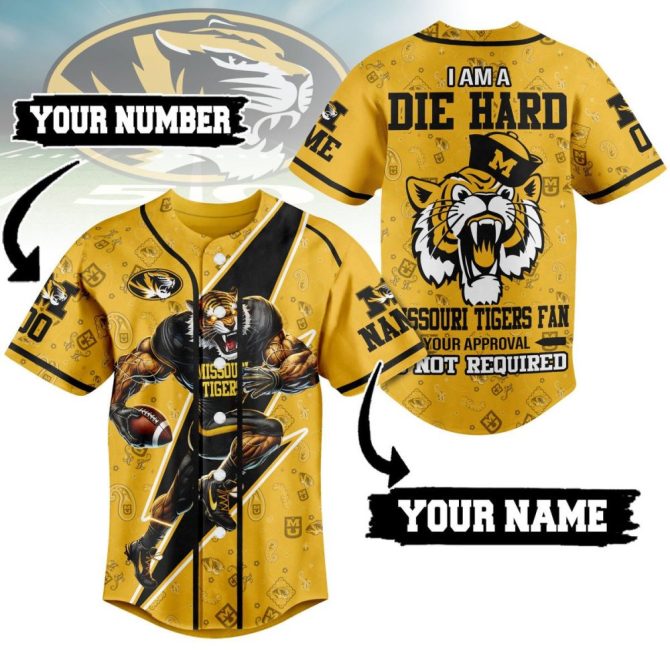 Custom Missouri Tigers Fan Jersey - Personalized Name & Number - Perfect Gift For Die-Hard Fans!