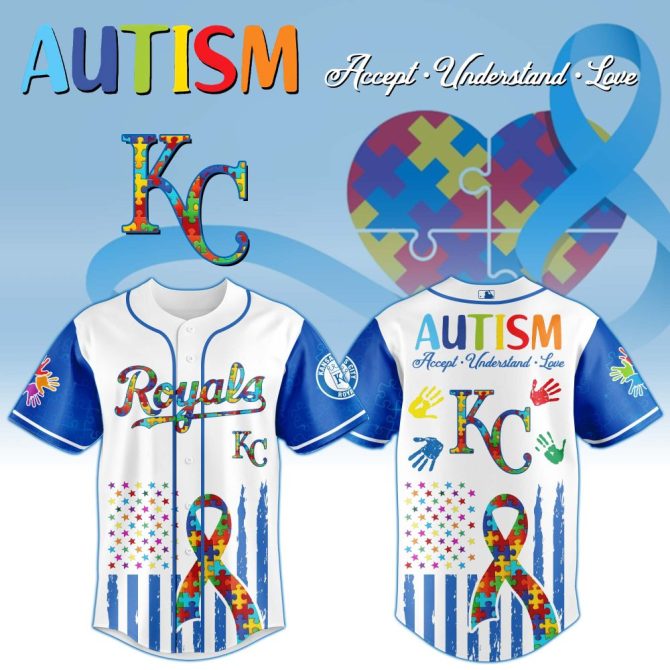 Autism Awareness Kc Royals Jersey - Colorful Puzzle Design, Support & Love