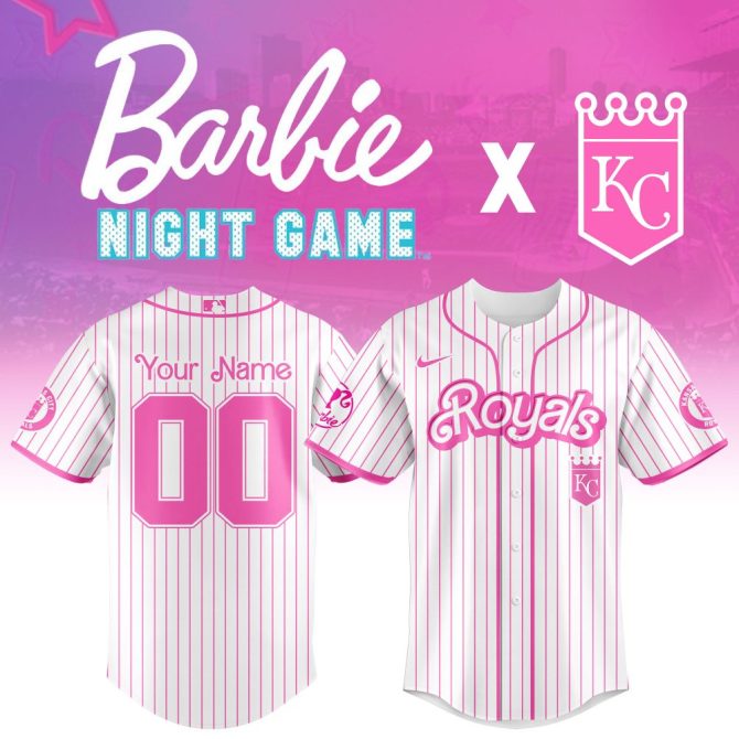 Customize Your Barbie Night Game Royals Jersey – Pink Stripes, Add Your Name & Number!