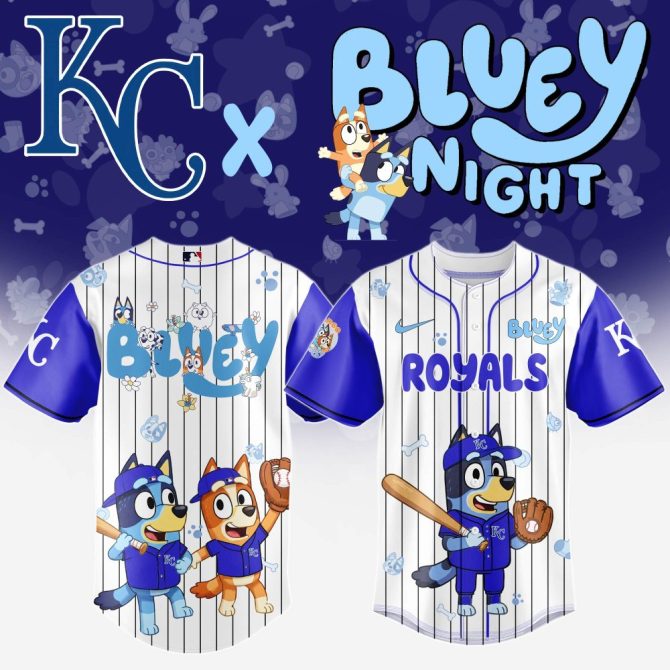 Limited Edition Bluey X Kc Royals Baseball Jersey – Perfect For Fans & Collectors!