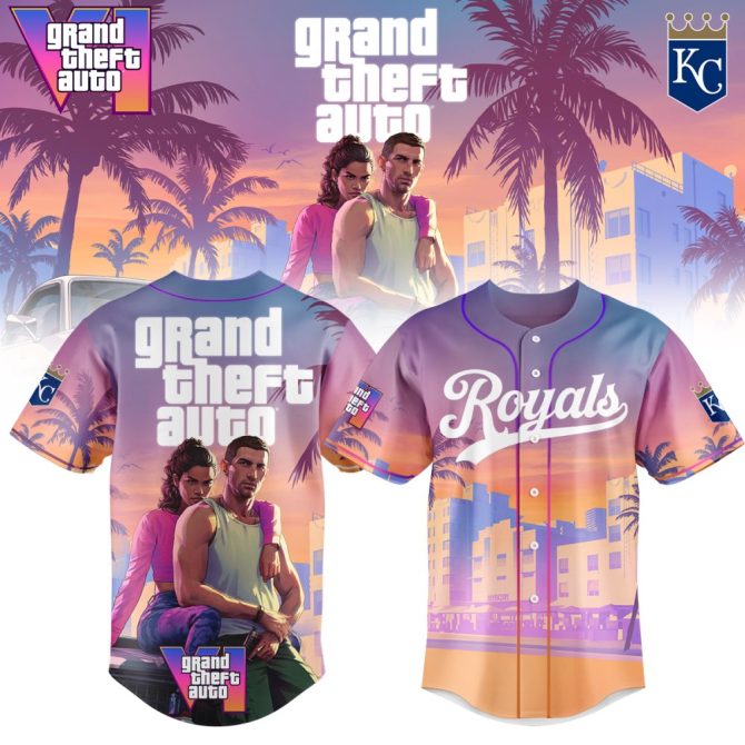 Grand Theft Auto Inspired Royals Baseball Jersey - Vibrant Design For Gamers & Fans