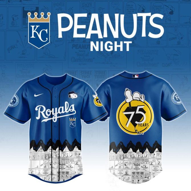 Kc Royals Snoopy Peanuts Night Jersey - 75Th Anniversary Edition