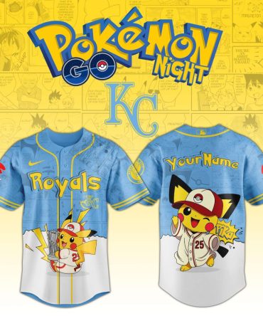 Custom Pokémon Baseball Jersey - Pikachu Royals Theme, Personalized Name & Number