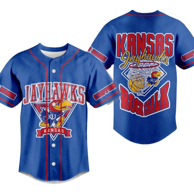 Custom Kansas Jayhawks Baseball Jersey - Rock Chalk Spirit Wear - Personalized Fan Gear
