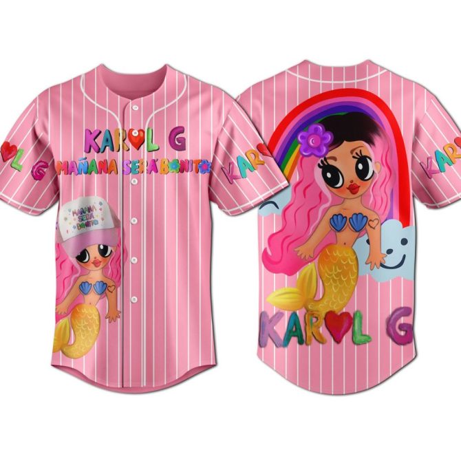 Kids' Pink Mermaid Baseball Jersey - Fun Cartoon Design, Vibrant Colors, Perfect Gift!