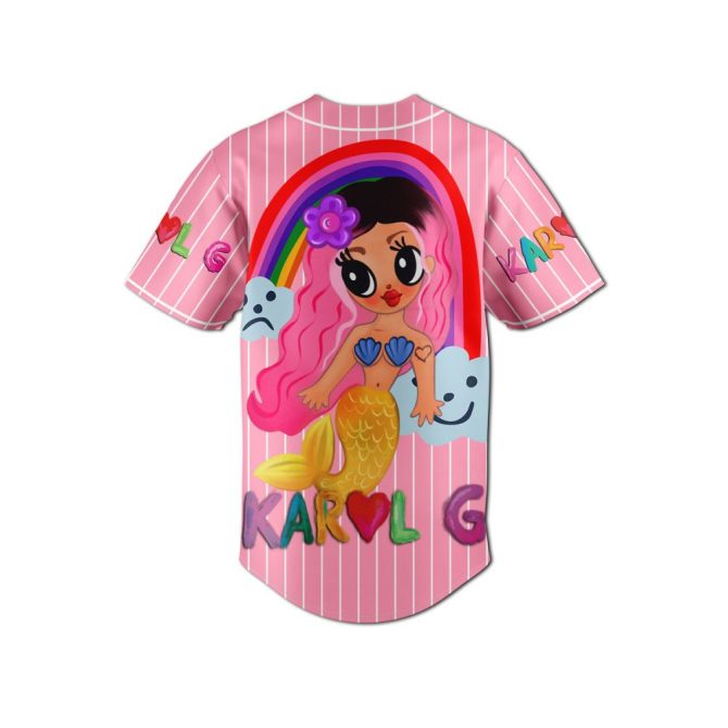 Kids' Pink Mermaid Baseball Jersey - Fun Cartoon Design, Vibrant Colors, Perfect Gift! - Image 3