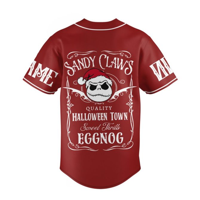 Custom Halloween Town Baseball Jersey - Sandy Claws Design, Personalized Name & Number! - Image 6