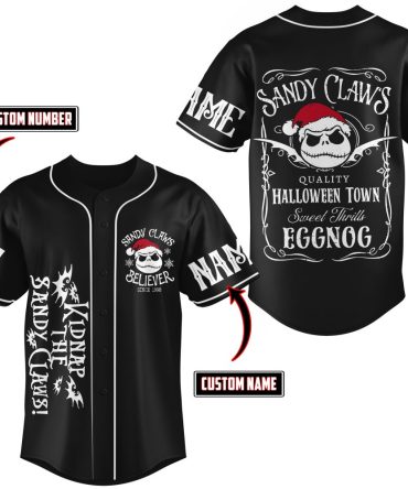 Custom Halloween Town Baseball Jersey - Sandy Claws Design, Personalized Name & Number!