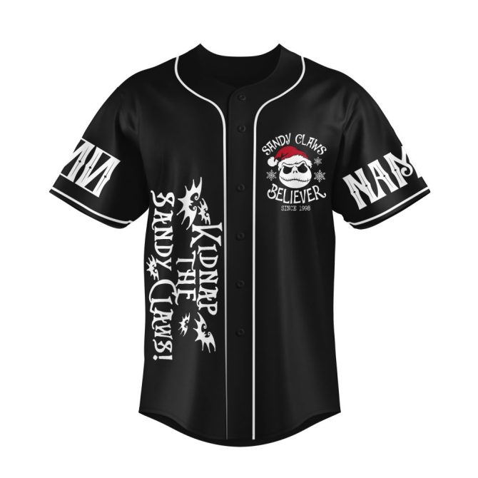 Custom Halloween Town Baseball Jersey - Sandy Claws Design, Personalized Name & Number! - Image 3