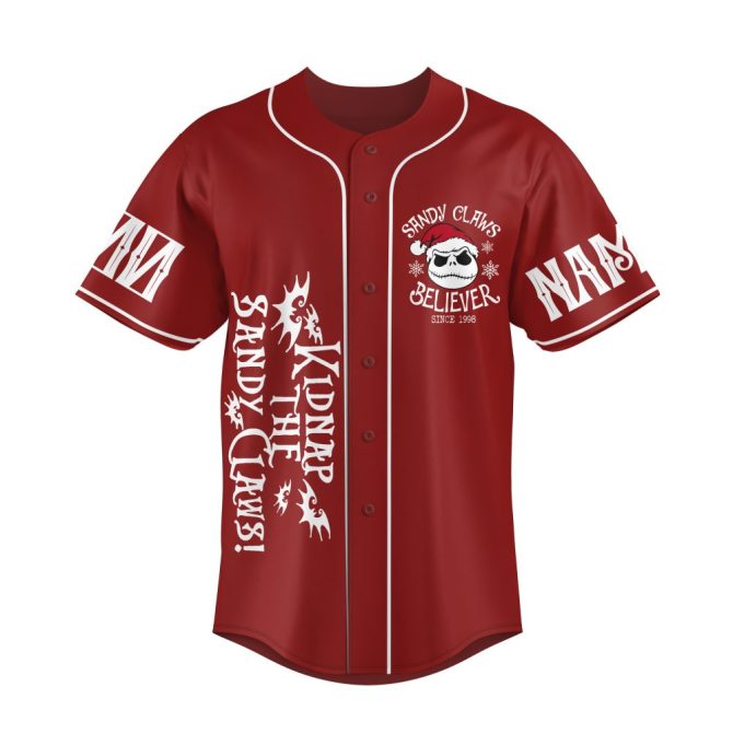 Custom Halloween Town Baseball Jersey - Sandy Claws Design, Personalized Name & Number! - Image 5