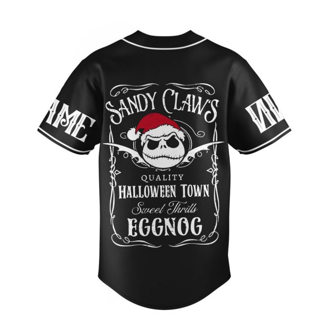 Custom Halloween Town Baseball Jersey - Sandy Claws Design, Personalized Name & Number! - Image 4