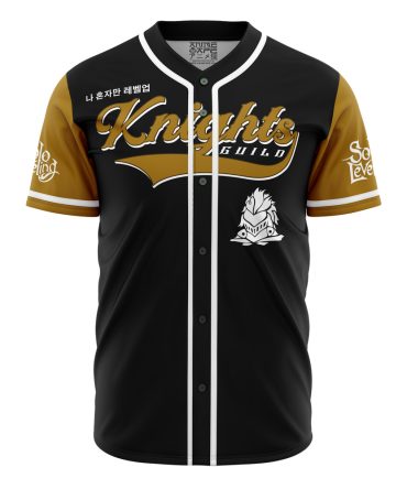 Knights Guild Baseball Jersey - Stylish Black & Gold Design For Anime Fans