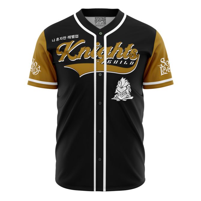 Knights Guild Baseball Jersey - Stylish Black & Gold Design For Anime Fans