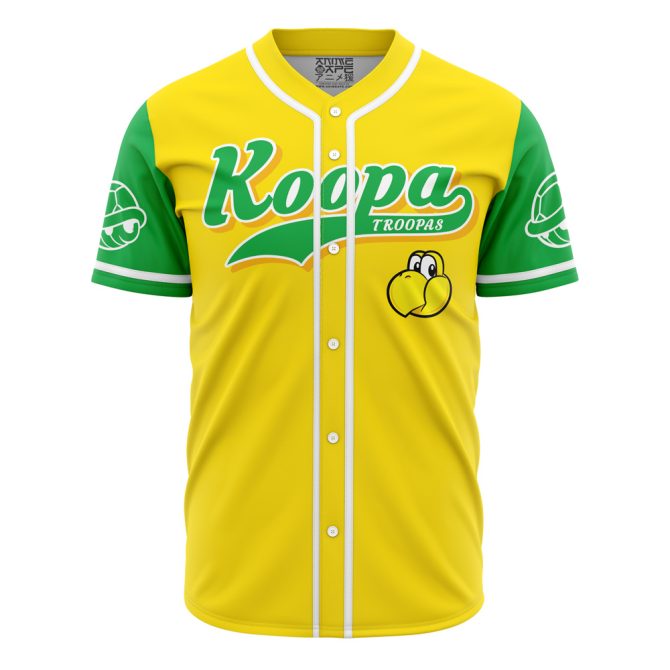 Koopa Troopas Baseball Jersey – Vibrant Yellow & Green Game Day Shirt