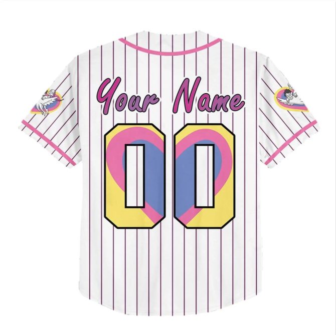 Customizable Cartoon Heart Baseball Jersey – Personalized Name & Number, Fun & Unique Gift - Image 3