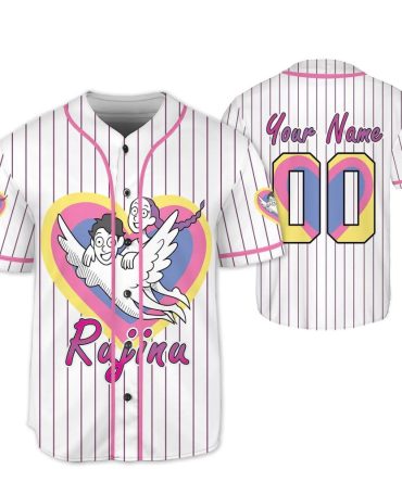 Customizable Cartoon Heart Baseball Jersey – Personalized Name & Number, Fun & Unique Gift