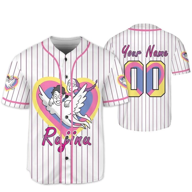 Customizable Cartoon Heart Baseball Jersey – Personalized Name & Number, Fun & Unique Gift