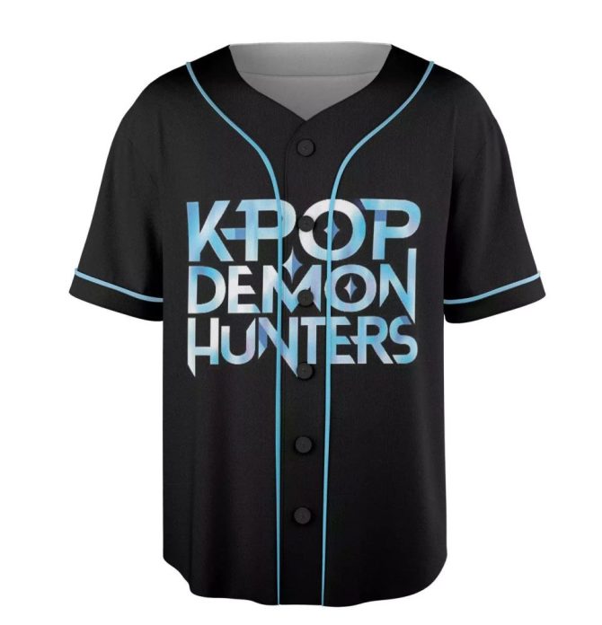 K-Pop Demon Hunters Baseball Jersey - Unique Graphic Tee With Blue Cats Design - Image 2