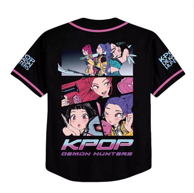 Kpop Demon Hunters Baseball Jersey – Anime Style Graphic Tee For Fans - Image 3