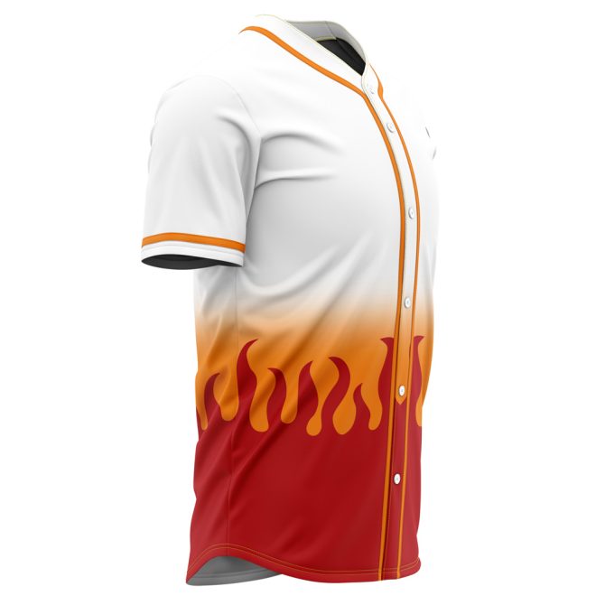 Flame Design Baseball Jersey - Stand Out In Style With Fiery Red & White Gradient - Image 2