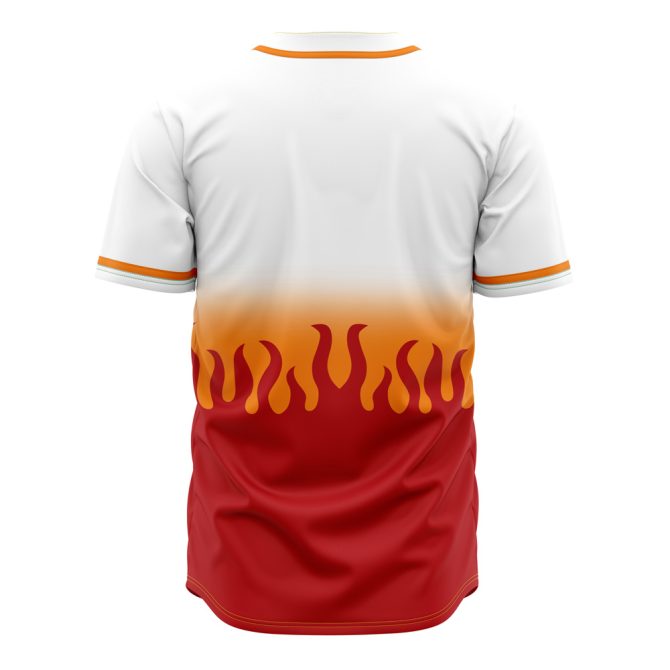 Flame Design Baseball Jersey - Stand Out In Style With Fiery Red & White Gradient - Image 3