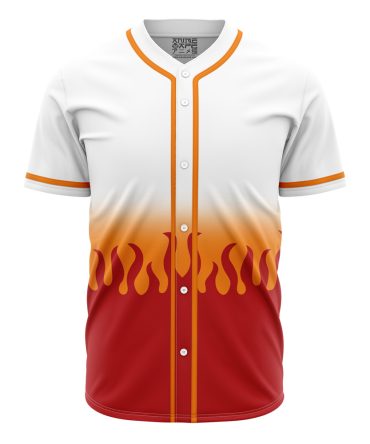 Flame Design Baseball Jersey - Stand Out In Style With Fiery Red & White Gradient