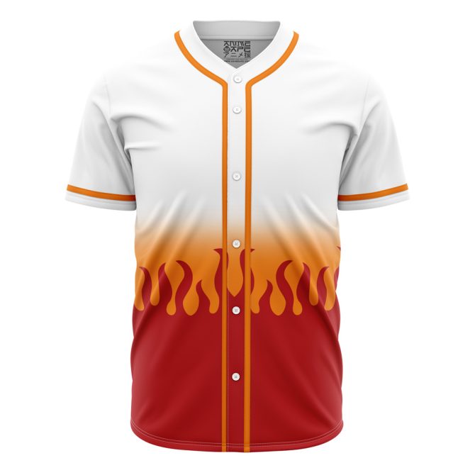 Flame Design Baseball Jersey - Stand Out In Style With Fiery Red & White Gradient