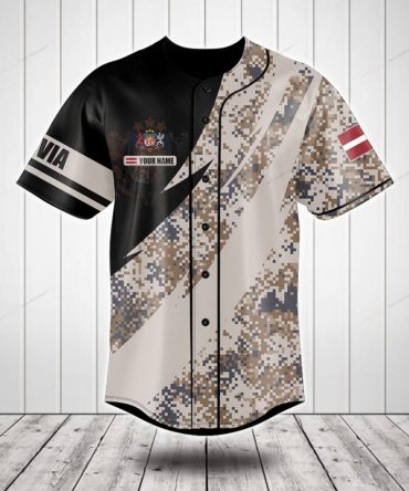 Customizable Camo Baseball Jersey - Personalized Name & Flag Design - Perfect Gift!