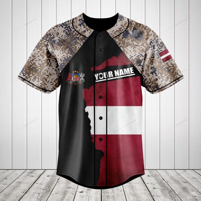 Custom Latvia Flag Baseball Jersey - Personalized Name & Number - Unique Gift For Sports Fans