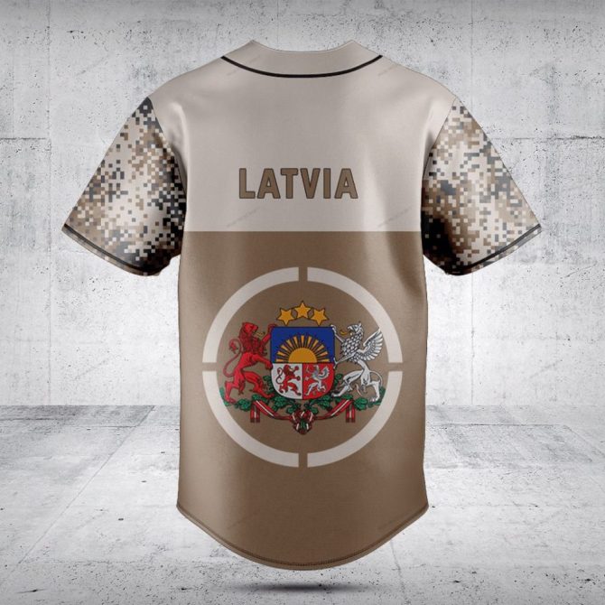 Customizable Camo Baseball Jersey With Coat Of Arms Design - Perfect For Teams & Events - Image 2