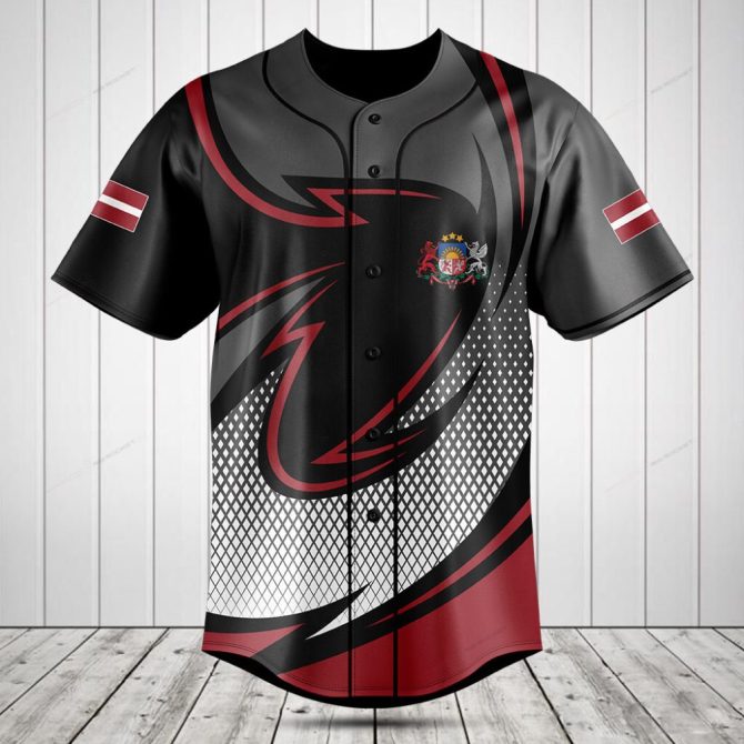 Stylish Black & Red Graphic Baseball Jersey - Custom Team Apparel, Breathable Fabric, Trendy Design