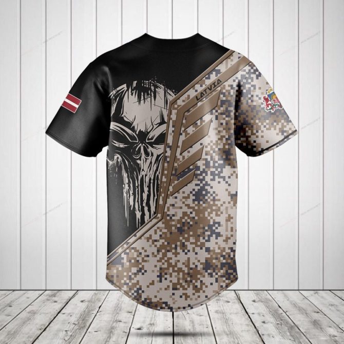Customizable Camo Skull Baseball Jersey – Personalized Design, Perfect For Teams & Fans - Image 2