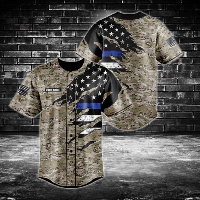 Custom Camo Flag Baseball Jersey – Stylish Patriotic Apparel For Men & Women