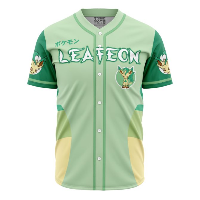 Leafeon Anime Baseball Jersey - Stylish Green Pokémon Fan Apparel