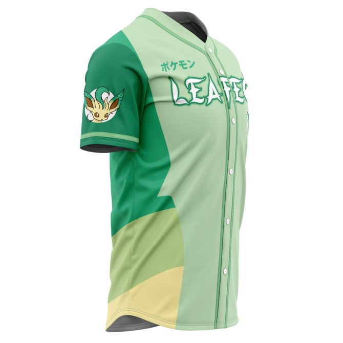 Customizable Leafeon Baseball Jersey - Soft Green Anime Design For Fans - Image 4