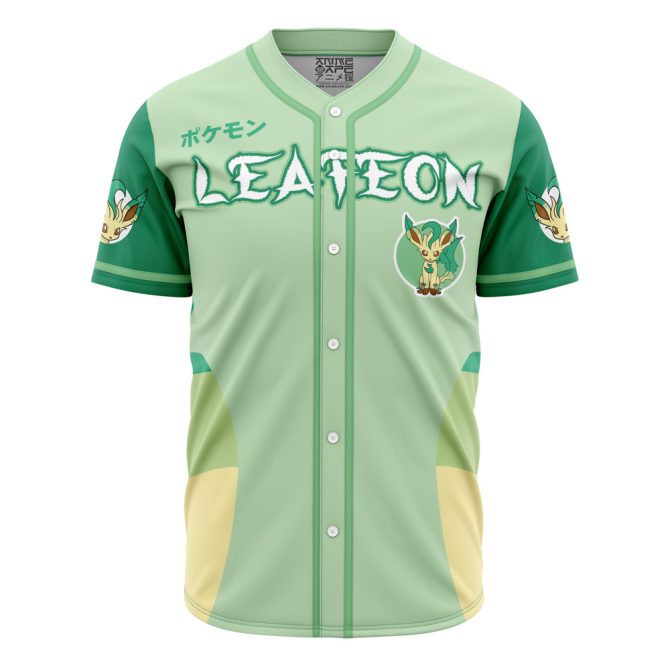 Customizable Leafeon Baseball Jersey - Soft Green Anime Design For Fans - Image 2