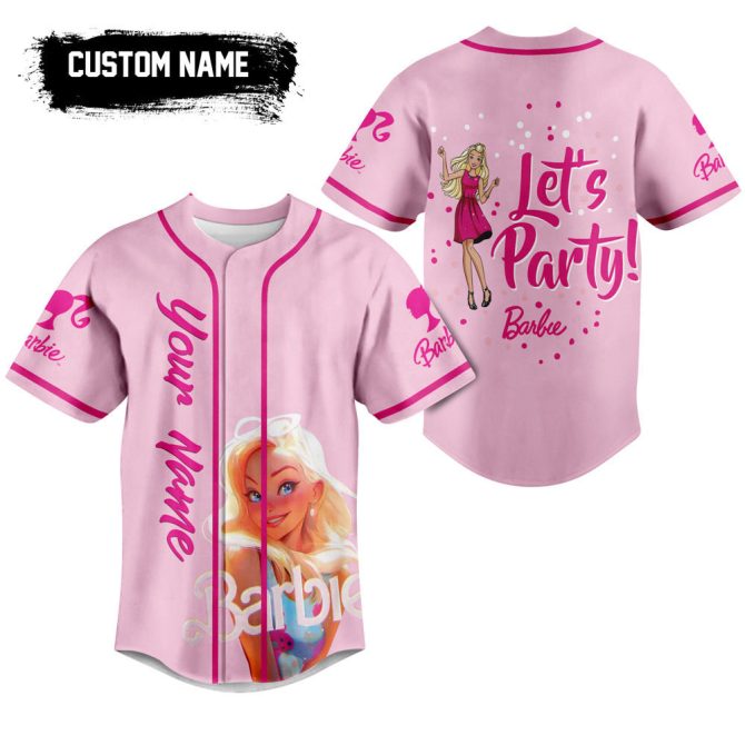 Customizable Barbie Party Jersey Shirt - Personalized Name , Blue & Pink Fun Design - Image 2