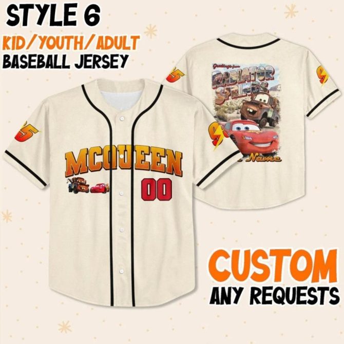 Custom Lightning Mcqueen Baseball Jersey For Kids/Youth/Adults – Personalize Your Style! - Image 8