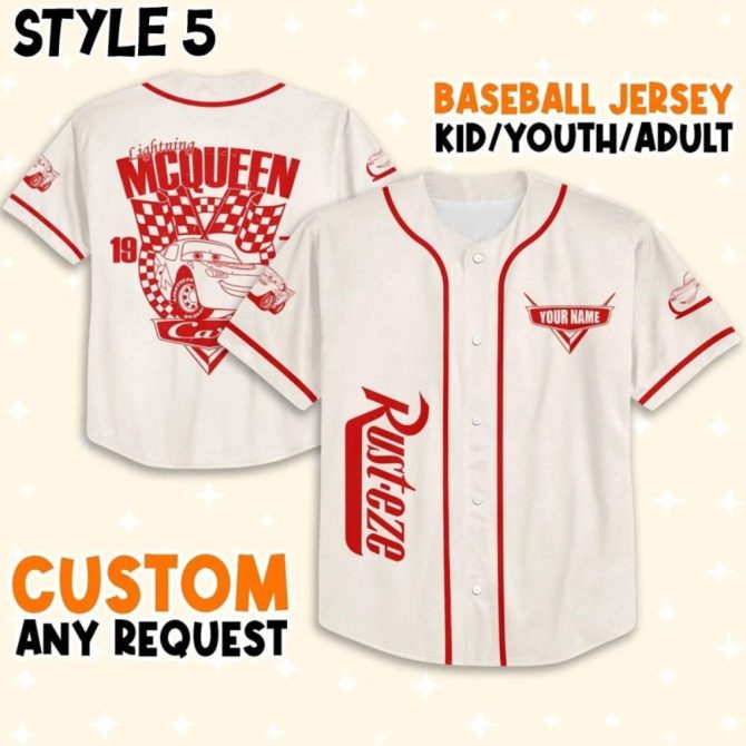 Custom Lightning Mcqueen Baseball Jersey For Kids/Youth/Adults – Personalize Your Style! - Image 7