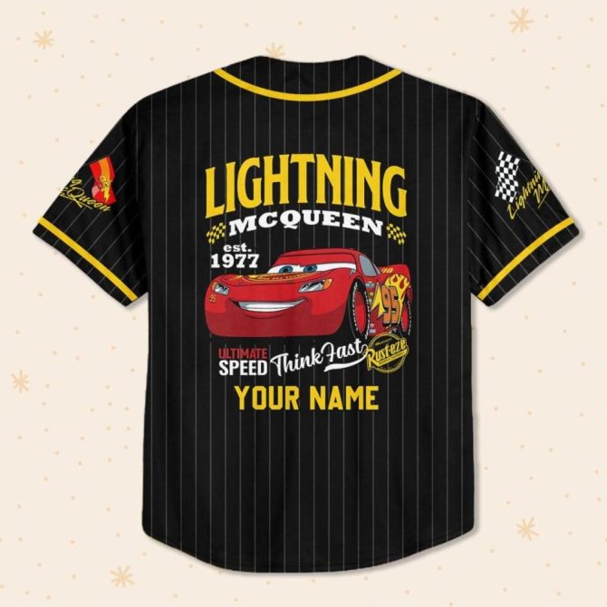 Custom Lightning Mcqueen Baseball Jersey For Kids/Youth/Adults – Personalize Your Style! - Image 4