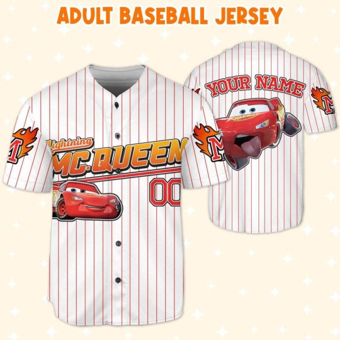Custom Lightning Mcqueen Baseball Jersey For Kids/Youth/Adults – Personalize With Name! - Image 6