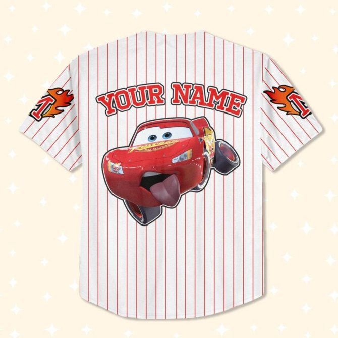 Custom Lightning Mcqueen Baseball Jersey For Kids/Youth/Adults – Personalize With Name! - Image 4